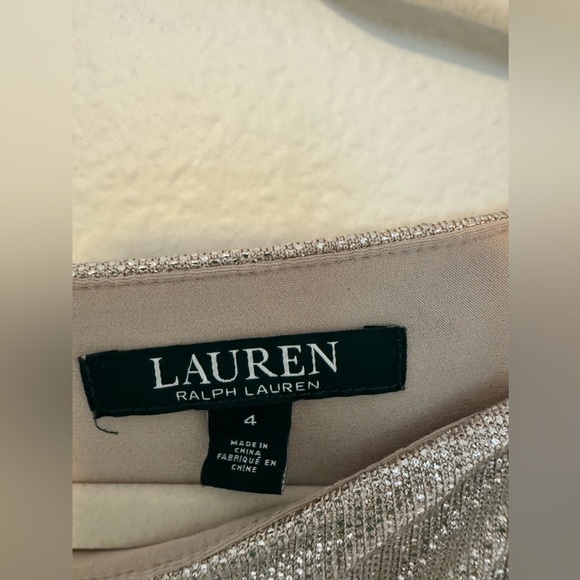 NEW Lauren Ralph Lauren Metallic Cold Shoulder Gown Champagne Formal Size 4 NWT - Picture 7 of 10